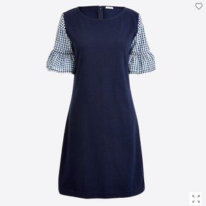 J.CREW FACTORY Printed bell-sleeve dress Navy Size Sm